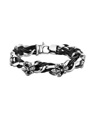 Bracciale Uomo Police S14AGW01B Nero Acciaio Maglie 21cm
