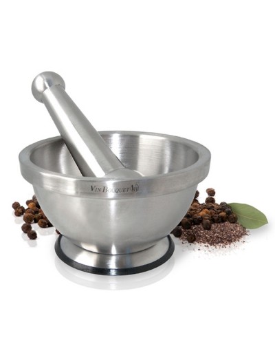 Vin Bouquet Stainless Steel Mortar | Ideal for Crushing Herbs and Spices
