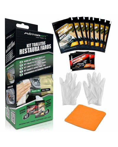 Motorkit Salviette Restauro Fari Auto - Kit Pulizia e Protezione Duratura
