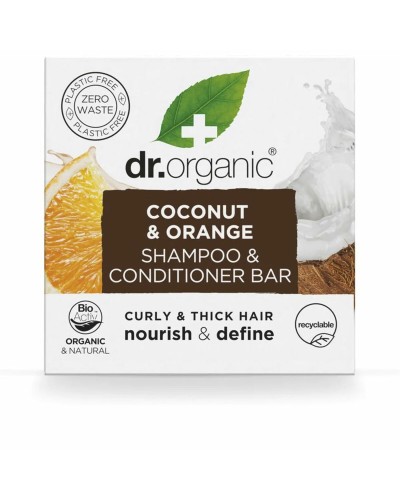 2-in-1 shampoo ja hoitoaine Dr.Organic Coconut and Orange 75 g Kiinteä