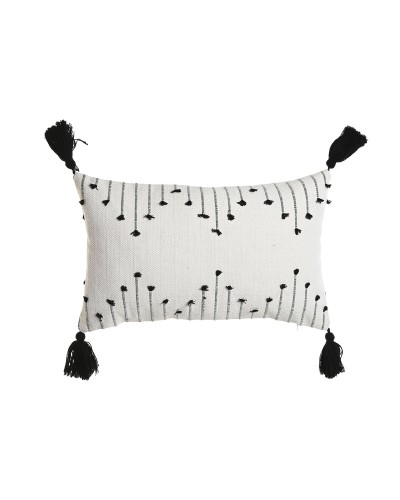 Cojín decorativo ESPRIT blanco y negro con motivo de rombos - 50 x 15 x 30 cm
