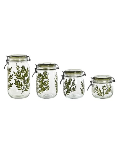 ESPRIT Jars, Set of 4 in Crystal Green, Iron, 1.5 L, 11.3 x 11.3 x 21.7 cm
