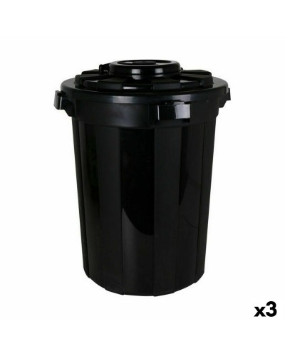 Cubo para la Basura Dem Hop Negro 70 L (3 Unidades)