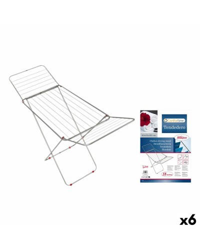 Stendibiancheria Pieghevole 18 m Confortime Hibisco Argentato Metallo 180 x 55 x 109 cm (6 Unità)