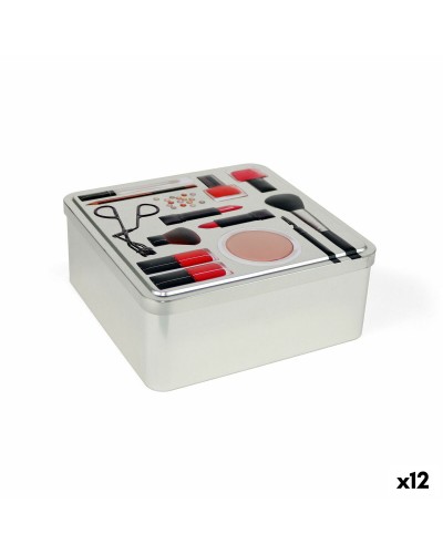 Scatola Multiuso Confortime Make-Up Metallo 19,7 x 19,7 x 8 cm (12 Unità)
