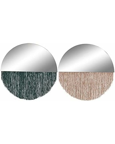 Espejo de pared DKD Home Decor Verde Dorado Flecos 50 x 0,5 x 50 cm (2 Unidades)