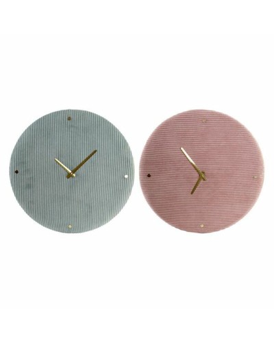 Orologio da Parete DKD Home Decor Verde Rosa 40,5 x 5,5 x 40,5 cm (2 Unità)