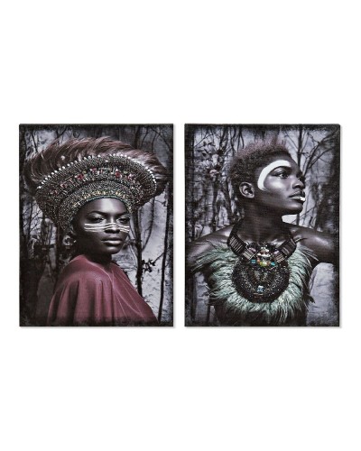 Quadro DKD Home Decor Africana Coloniale (30 x 1,8 x 40 cm) (2 Unità) 30 x 1.8 x 40 cm (2 pcs)