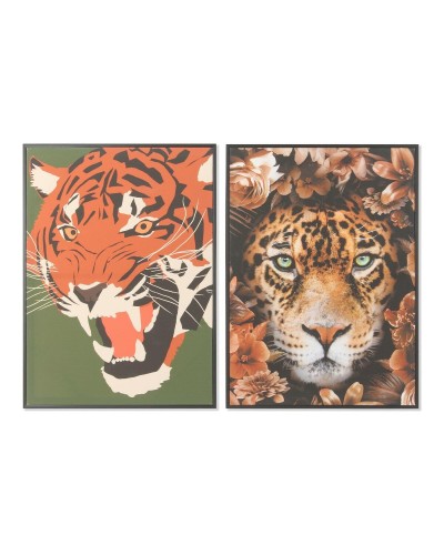 Quadro DKD Home Decor 52 x 2,7 x 72 cm Tigre Moderno (2 Unità)