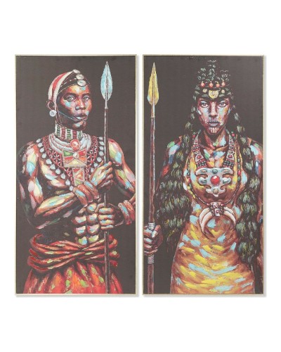 Quadro DKD Home Decor 60 x 5 x 120 cm Coloniale Africano (2 Unità)