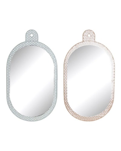 Specchio da parete DKD Home Decor Bianco Rosa 22 x 1,5 x 40 cm (2 Unità)
