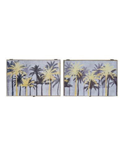 Scatola Decorativa DKD Home Decor Nero Dorato Legno MDF Palme Tropicale Contatore (2 Unità)