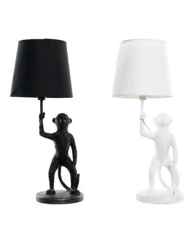 Lámpara de mesa DKD Home Decor Blanco Negro Poliéster Metal Resina 25W 220 V Mono (2 pcs) (20 x 20 x 45 cm)