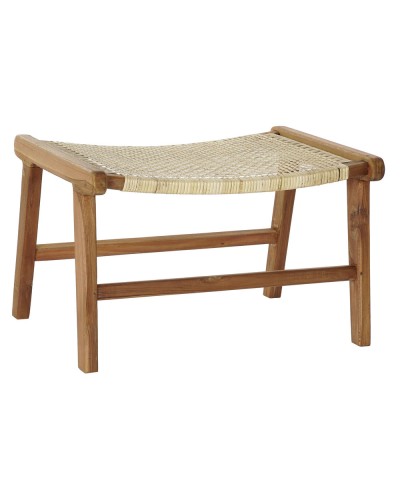Banqueta DKD Home Decor   65 x 47 x 40 cm Natural Teca Plástico Multicolor Marrón claro