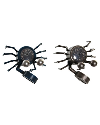 Reloj de Mesa DKD Home Decor Azul Plateado Animal Vintage Cangrejo (2 Unidades)