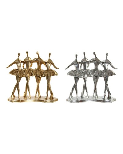 Figura Decorativa DKD Home Decor Dorado Plateado Bailarina Ballet 33,5 x 14,5 x 32 cm (2 Unidades)
