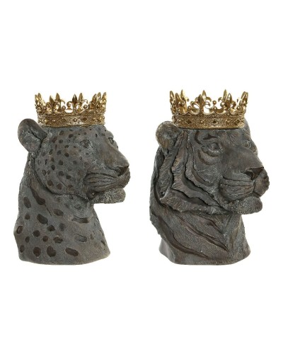 Statua Decorativa DKD Home Decor Grigio Dorato Coloniale Animale 27,5 x 23,5 x 33 cm (2 Unità)