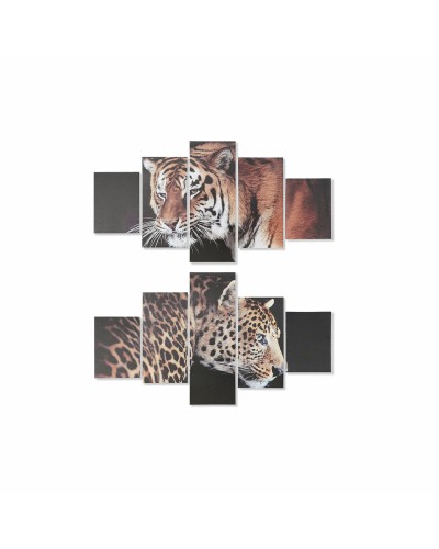 Cuadro DKD Home Decor Tigre Pino Lienzo (5 pcs) (2 pcs)