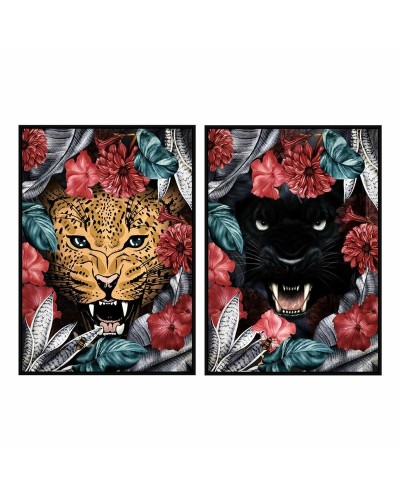 Quadro DKD Home Decor 53 x 4,3 x 73 cm Tropicale Giungla (2 Unità)