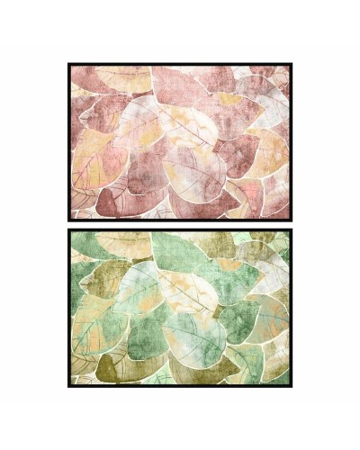 Cuadro DKD Home Decor 123 x 4,5 x 83 cm Tradicional Hoja de planta (2 Unidades)