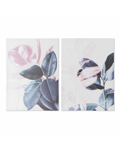 Cuadro DKD Home Decor Tropical Hoja de planta (50 x 1,8 x 70 cm) (2 Unidades)