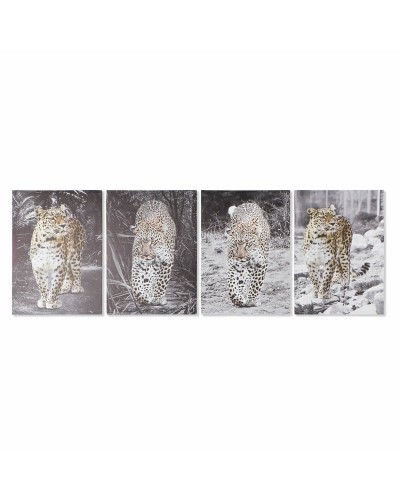 Quadro DKD Home Decor Leopardo Coloniale (50 x 1,8 x 70 cm) (4 Unità)
