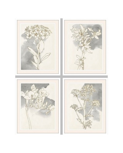 Quadro DKD Home Decor 55 x 2,5 x 70 cm Fiori Romantico (4 Pezzi)