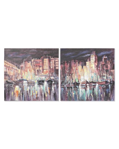 Quadro DKD Home Decor Città 80 x 3 x 80 cm Loft (2 Unità)