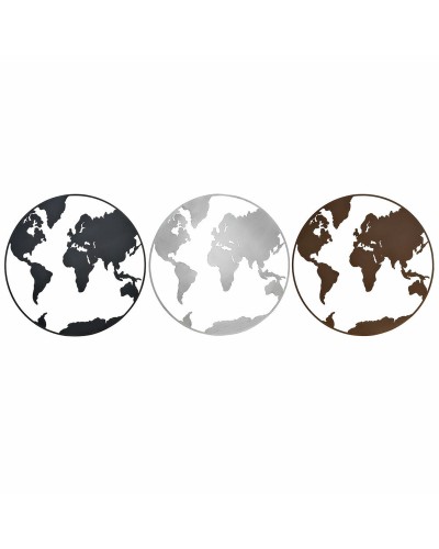 Decorazione da Parete DKD Home Decor Metallo Mappamondo (100 x 1 x 100 cm) (3 pcs)