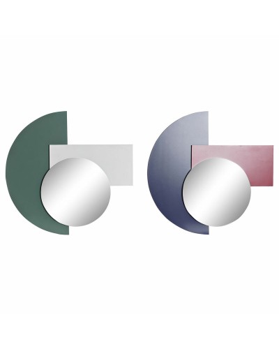 Espejo de pared DKD Home Decor Azul Blanco Rojo Turquesa Moderno 46,5 x 2,5 x 45 cm (2 Unidades)