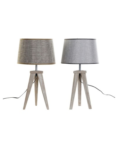 Lámpara de mesa DKD Home Decor Hoja Gris Marrón Lino 250 V 60 W Pino (30 x 30 x 57.5 cm) (2 pcs)