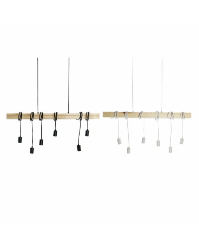 Lámpara de Techo DKD Home Decor Negro Metal Madera Blanco 220 V 50 W (100 x 7 x 160 cm) (2 pcs)
