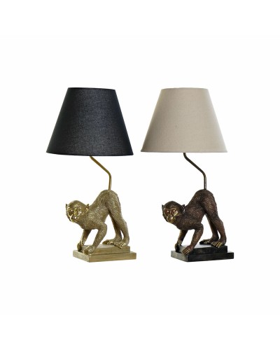 Lámpara de mesa DKD Home Decor 32,5 x 30 x 60 cm Negro Beige Dorado Metal Resina 220 V 50 W (2 Unidades)