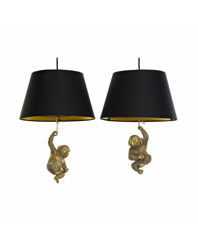 Lámpara de Techo DKD Home Decor 35,5 x 35,5 x 51 cm Dorado Resina Colonial 220 V 50 W Mono (2 Unidades)