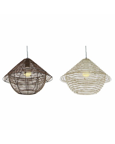 Lámpara de Techo DKD Home Decor Blanco Marrón Negro Natural Metal Cuerda Plástico 50 W 220 V Urbano 38 x 38 x 27 cm (2 Unida