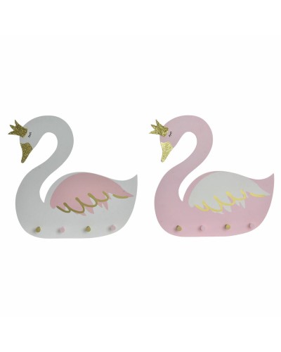 Appendiabiti da parete DKD Home Decor Legno Per bambini Cigno 40 x 4 x 38,5 cm (2 Unità)