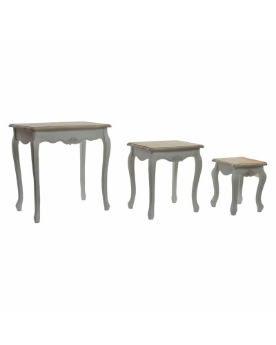 Set di 3 tavoli DKD Home Decor Legno Bianco (60 x 40 x 61 cm) (3 pcs)