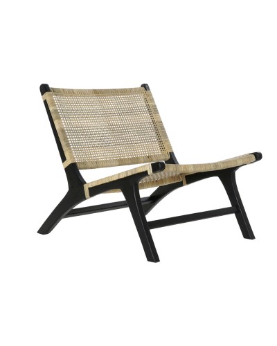 Poltrona DKD Home Decor Nero Naturale Legno Teca 65 x 78 x 68 cm