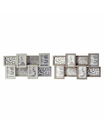 Cornice Portafoto DKD Home Decor 60 x 3 x 32 cm Cristallo Grigio Marrone Legno MDF Città (2 Unità)