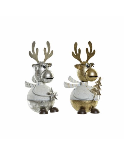 Decorazione Natalizia DKD Home Decor Metallo Renna (14 x 13 x 27 cm) (2 pcs)
