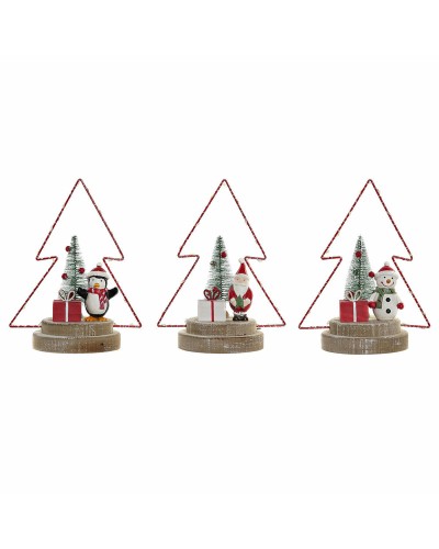 Decorazione Natalizia DKD Home Decor Albero Metallo Legno (17 x 11 x 21 cm) (3 pcs)