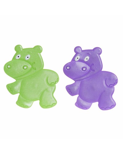 Alfombra de baño DKD Home Decor 10 x 1 x 13 cm Lila Verde Infantil PVC (2 Unidades)