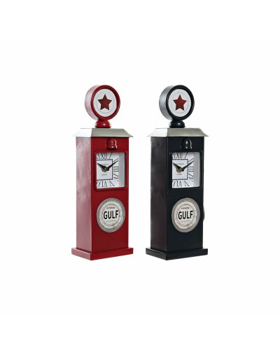 Reloj de Mesa DKD Home Decor Rojo Azul marino Gasolina Vintage gasolinera (2 Unidades)