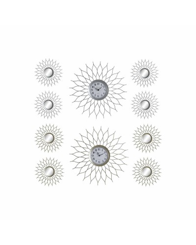 Reloj de Pared DKD Home Decor Champán Plateado Polipropileno Espejo 50 x 4 x 50 cm 5 Piezas (2 Unidades)