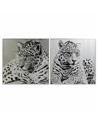 Quadro DKD Home Decor 100 x 2,5 x 100 cm Leopardo Coloniale (2 Unità)