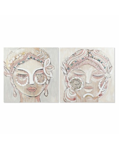 Cuadro DKD Home Decor Cara Colonial (90 x 3,7 x 90 cm) (2 Unidades)