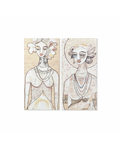 Cuadro DKD Home Decor 60 x 3,7 x 120 cm Mujer Colonial (2 Unidades)