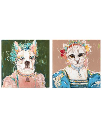 Quadro DKD Home Decor 90 x 3,7 x 90 cm Cane Moderno (2 Unità)