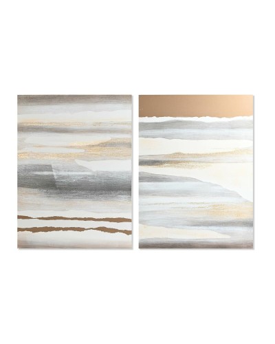Quadro DKD Home Decor Beige Grigio Astratto Moderno 90 x 3,7 x 120 cm (2 Unità)