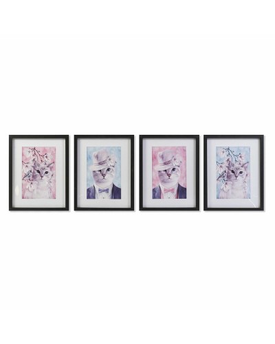 Cuadro DKD Home Decor Gatos (35 x 2,5 x 45 cm) (35 x 2 x 45 cm) (4 Unidades)